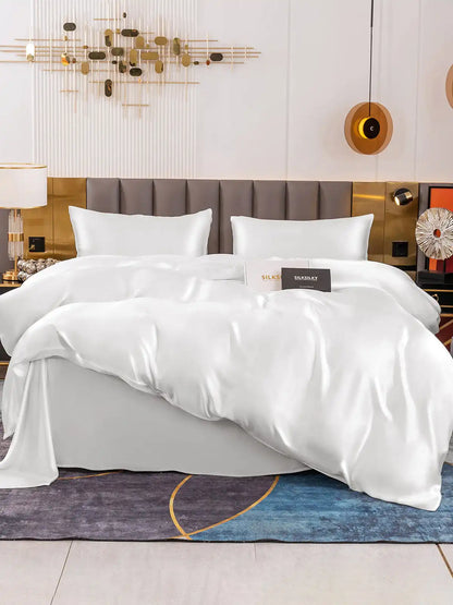 19Momme 4Pcs Silk Set Duvet Cover+Flat Sheet+2x Pillowcases