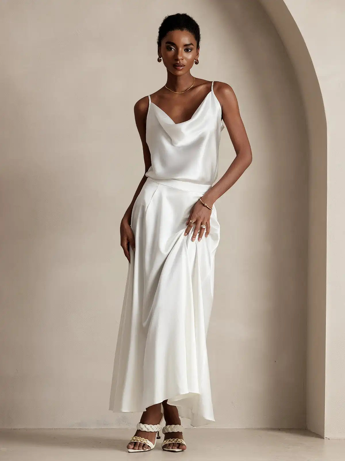 19Momme Silk A Line Maxi Skirt with Lining