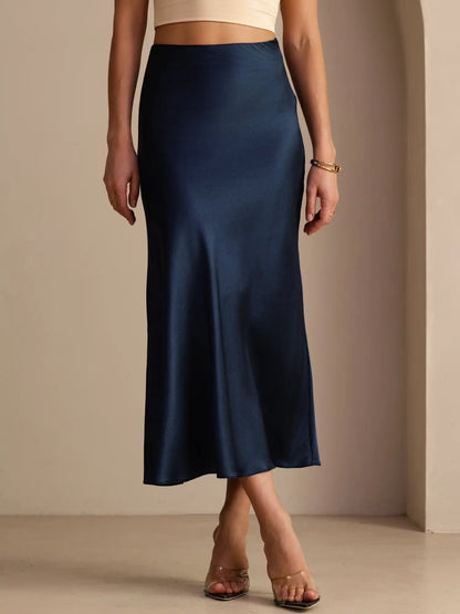 19Momme Silk High Waist Elegant Maxi Skirt