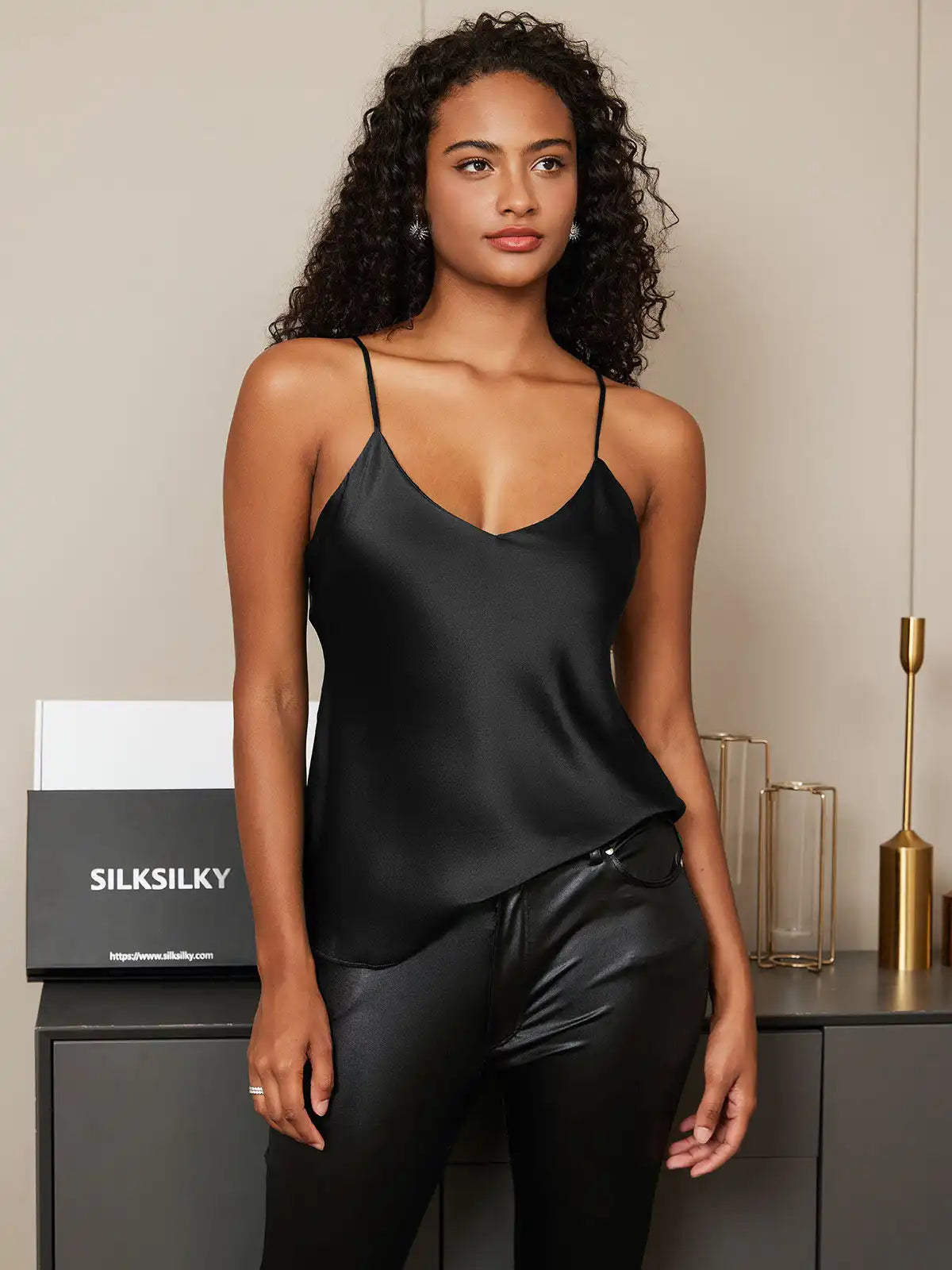 100% Mulberry Silk Spaghetti Strap Basic Camisole Top