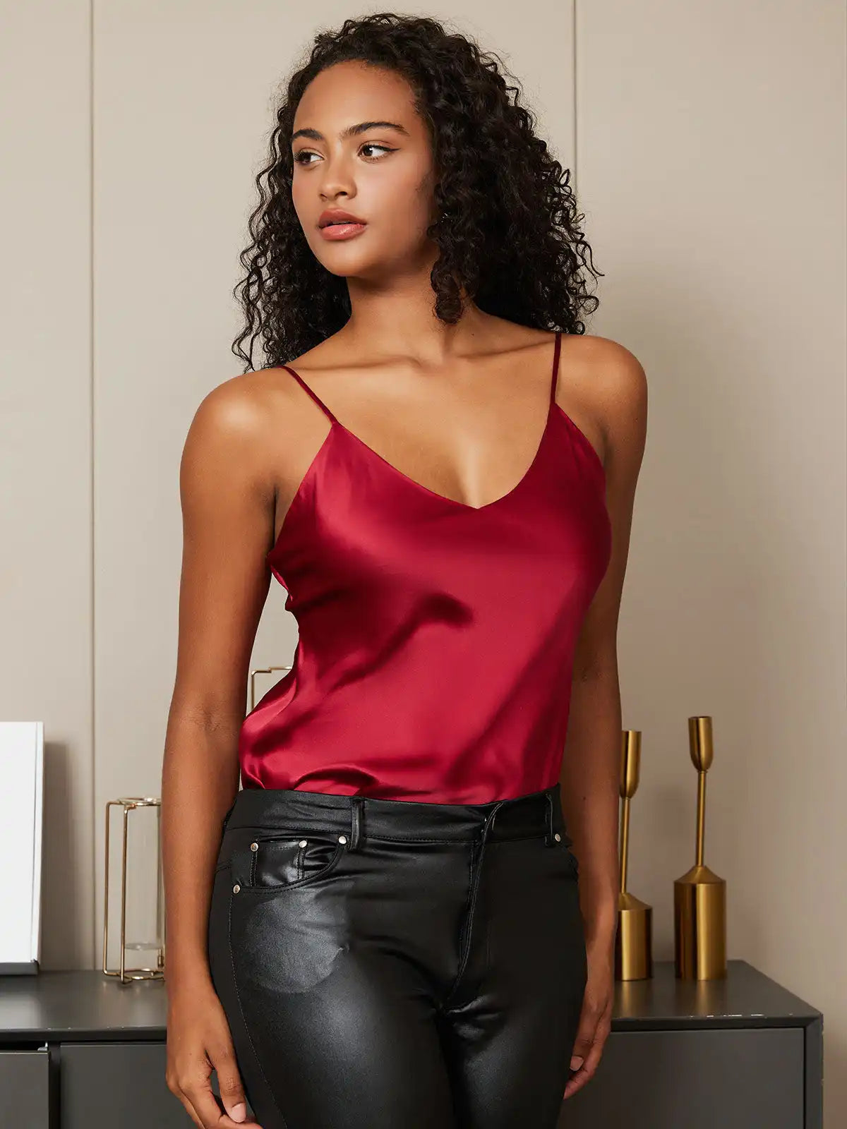 100% Mulberry Silk Spaghetti Strap Basic Camisole Top