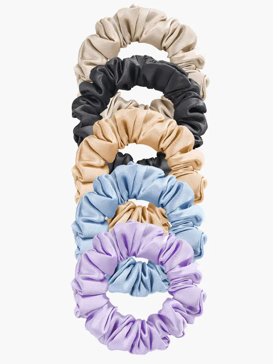 5Pcs Bundle 100% Mulberry Silk Classic Hair Scrunchies - 2cm