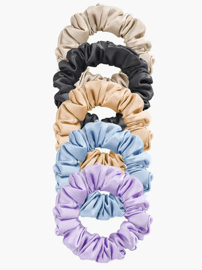 5Pcs Bundle 100% Mulberry Silk Classic Hair Scrunchies - 2cm