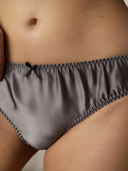 100% Mulberry Silk Classic Bikini Panty with Bow