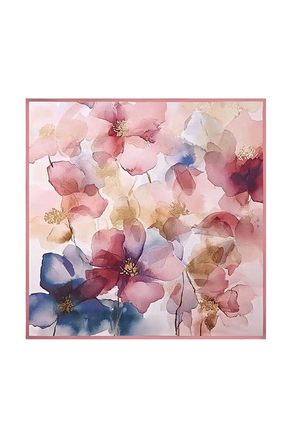 100% Mulberry Silk Pattern Perspective Square Scarf - Size 53x53cm