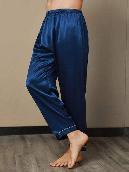 100% Mulberry Silk Men's Pajama Pants With Elastic Waist