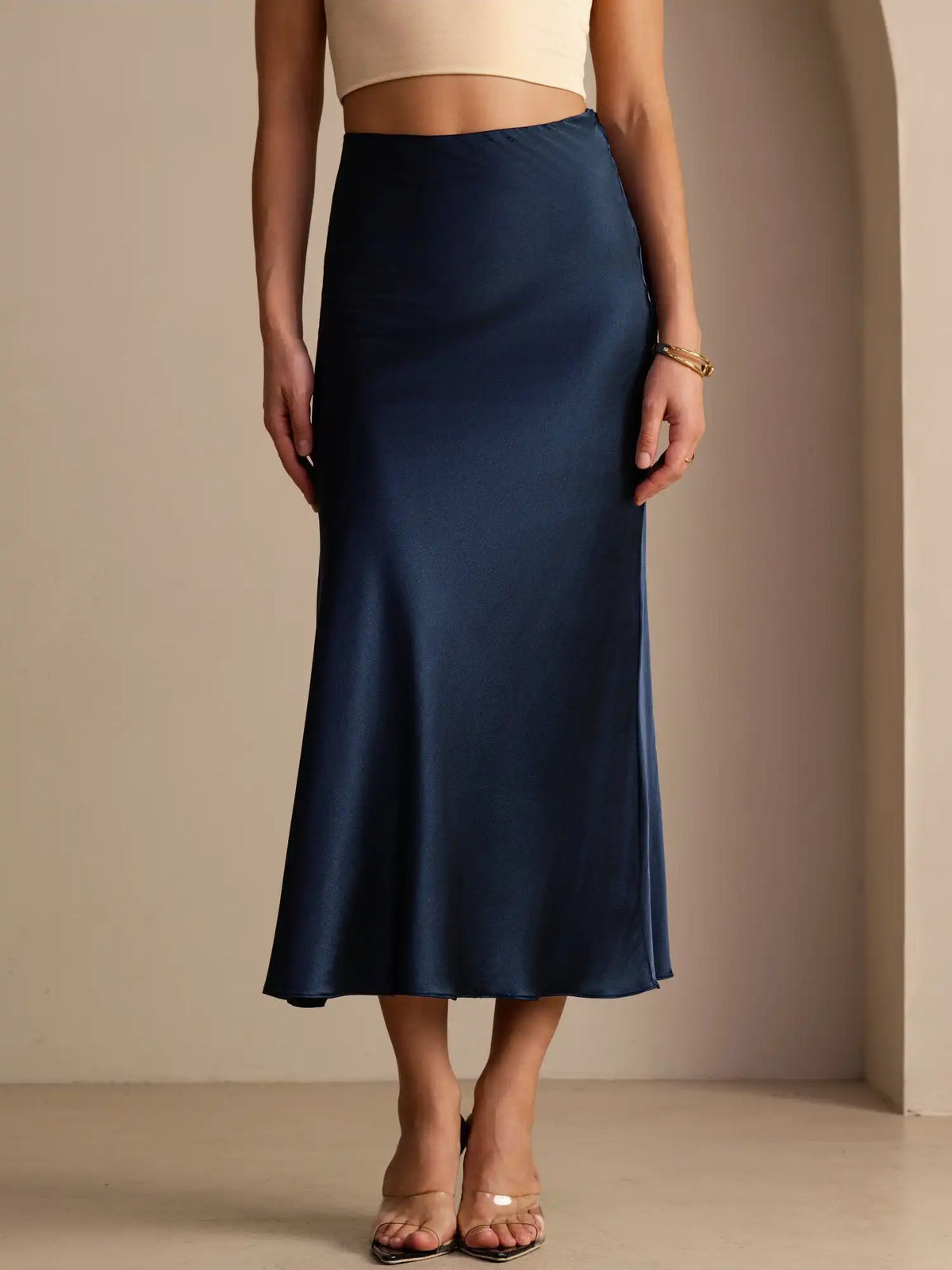 19Momme Silk High Waist Elegant Maxi Skirt