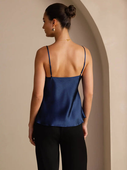 100% Mulberry Silk Women''s Adjustable Spaghetti Strap V Neck Camisole Top