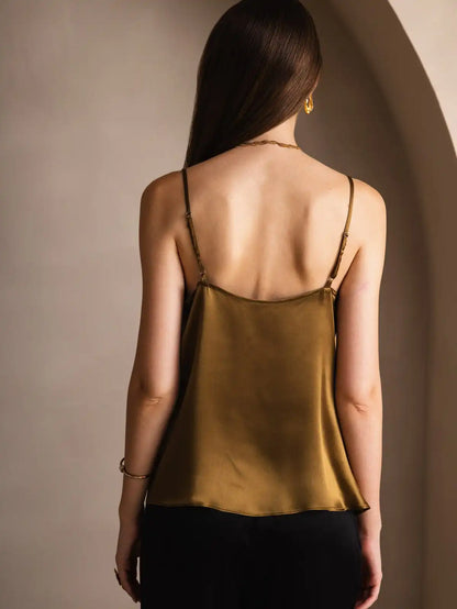 Clearance - 19Momme Silk Spaghetti Strap Cowl Neck Camisoles