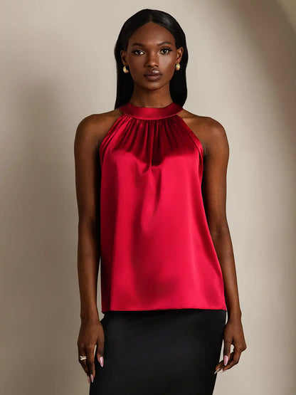 19Momme Silk Sleeveless Halter Neck Women's Top