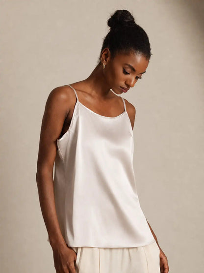 19Momme Silk Spaghetti Strap Round Neck Camisoles