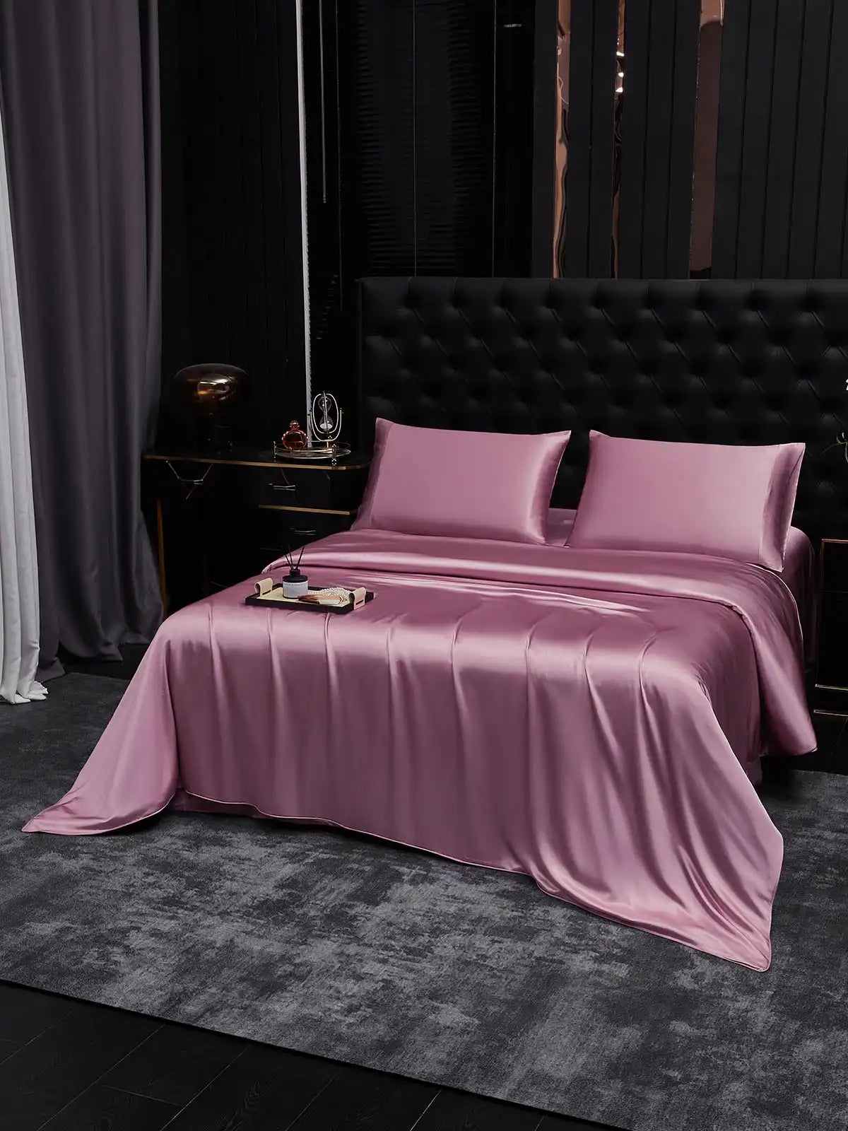 22Momme 4Pcs Silk Set Duvet Cover+Fitted Sheet+2x Pillowcases