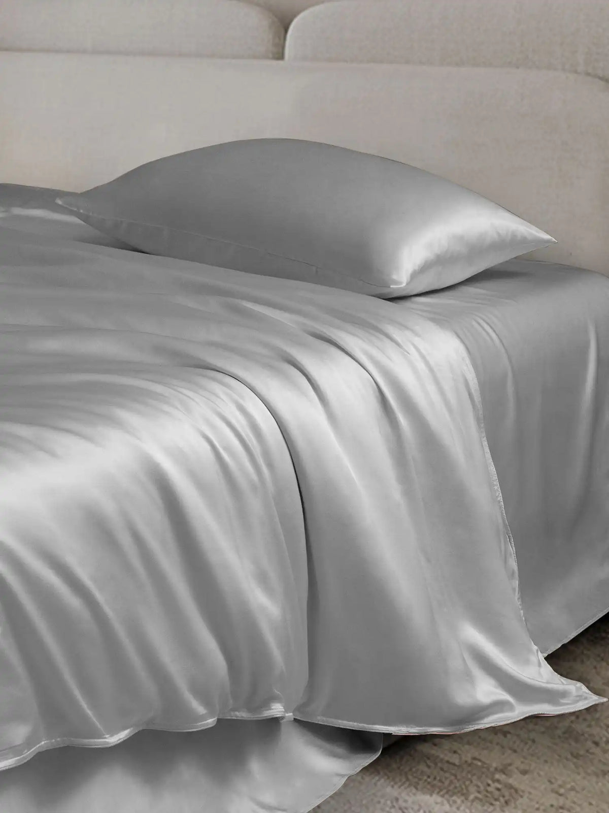 19Momme 4Pcs Silk Set Duvet Cover+Flat Sheet+2x Pillowcases