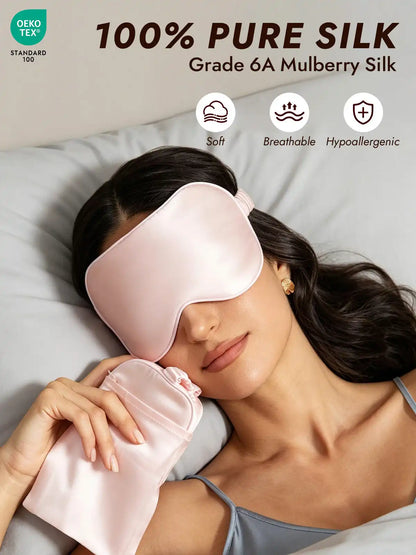 100% Mulberry Silk Eye Mask And Envelope Pouch Set 2Pcs