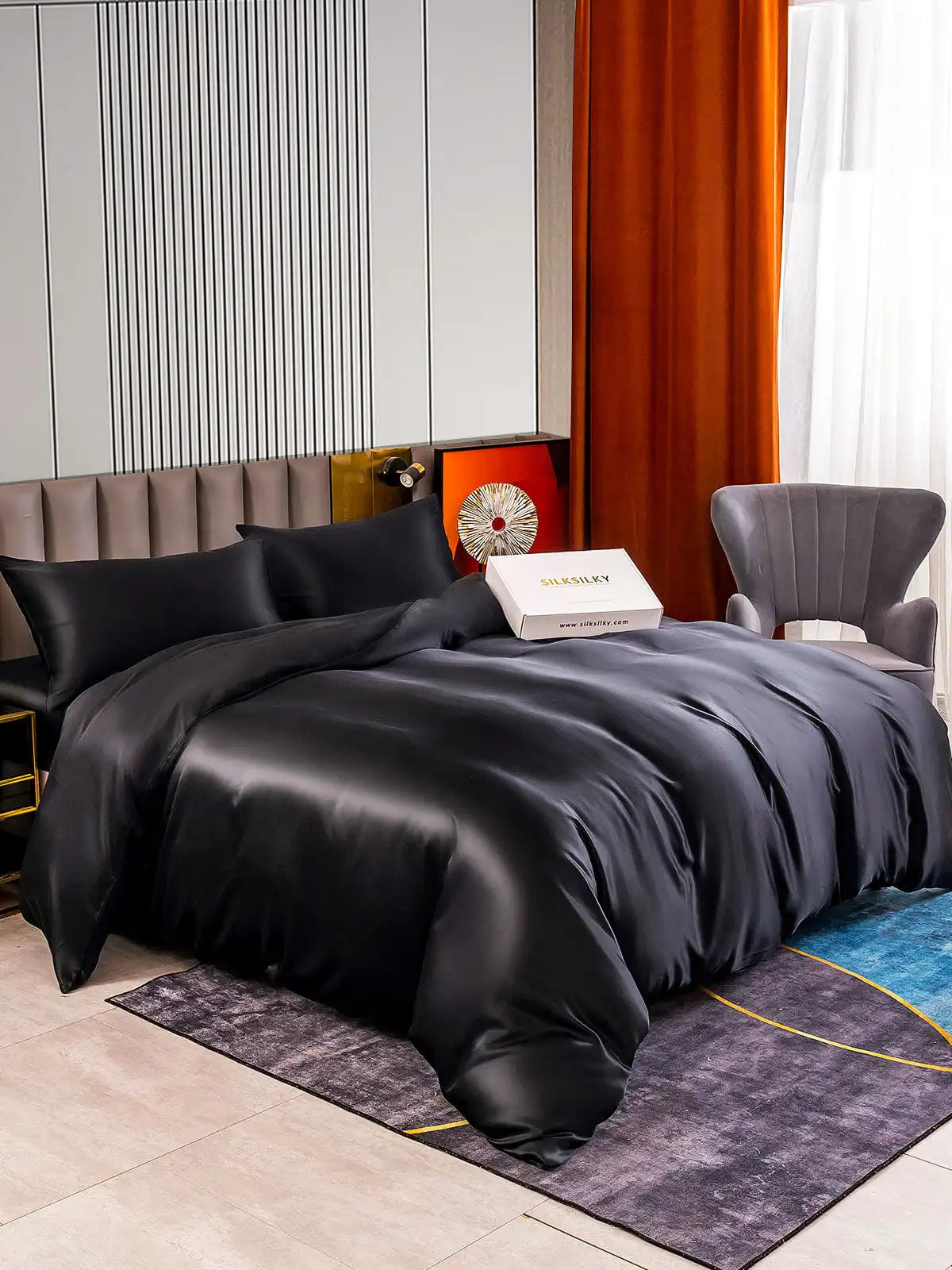 22Momme 4Pcs Silk Set Duvet Cover+Fitted Sheet+2x Pillowcases