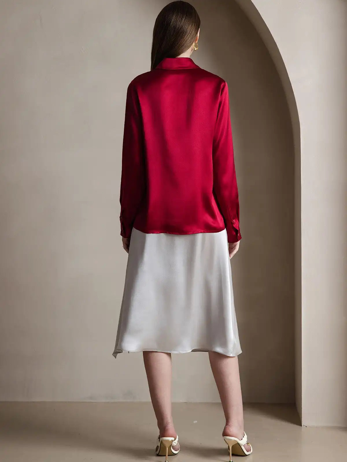 Clearance - 19Momme Silk Long Sleeve Lapel Collar Women's Shirt