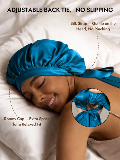 100% Mulberry Silk Elegant Bonnet with Long Ribbons