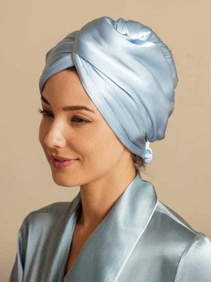 100% Mulberry Silk Double-Sided Hair Towel Wrap – Quick Dry, Frizz Free & Gentle on Hair