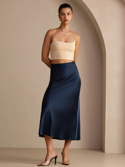 19Momme Silk High Waist Elegant Maxi Skirt
