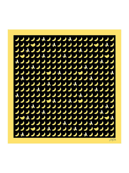 100% Mulberry Silk Banana Pattern Scarf - Size 90x90cm