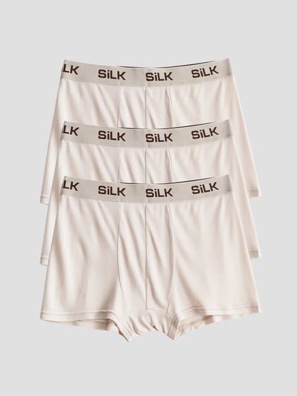 3Pcs Men‘s Ultra Soft Comfy 100% Mulberry Silk Boxer Underwear