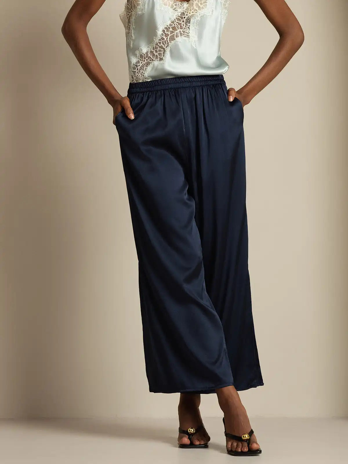 Clearance - Women's 19Momme Silk Wide Leg Split Pants
