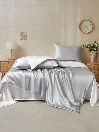 25Momme 4Pcs Silk Set Duvet Cover+Flat Sheet+2x Pillowcases