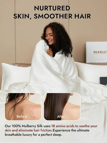 25Momme Mulberry Silk Seamless Duvet Cover (WITHOUT PILLOWCASES)
