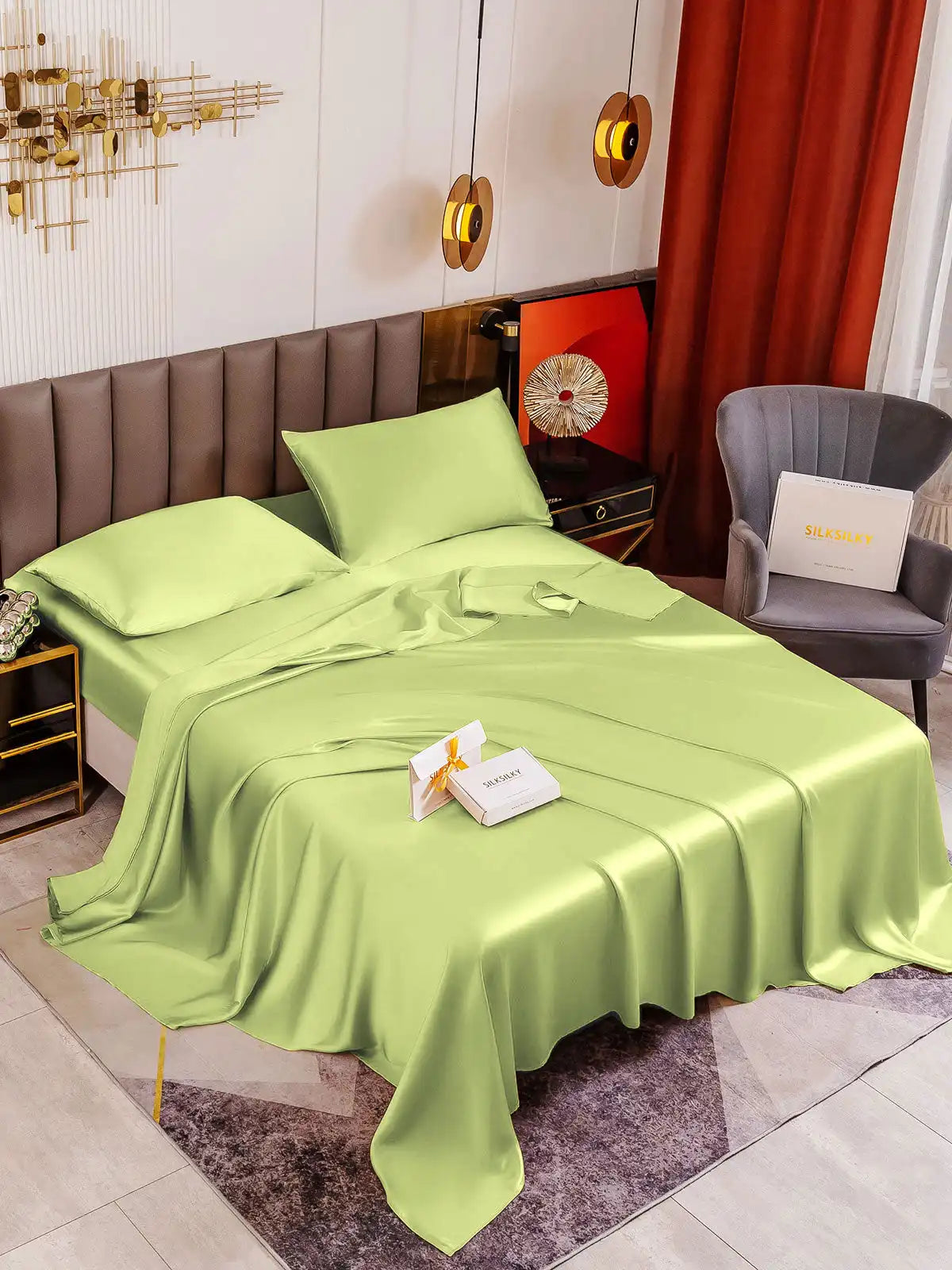 19Momme 4Pcs 100% Mulberry Silk Bedding Set Fitted&Flat Sheets+2x Pillowcases