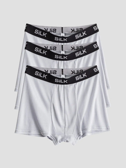 3Pcs Men‘s Ultra Soft Comfy 100% Mulberry Silk Boxer Underwear