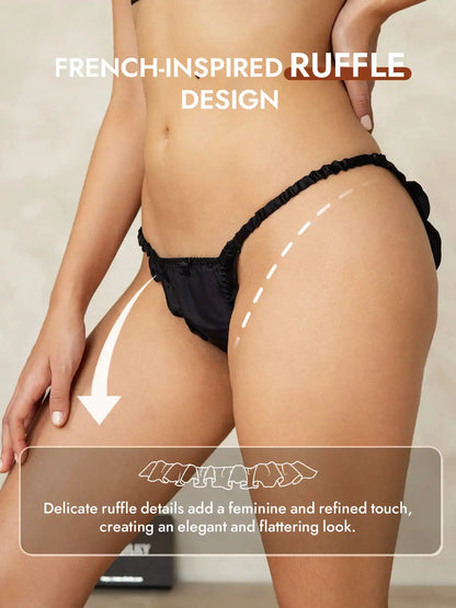 100% Mulberry Silk Ruffle Trim String Panty