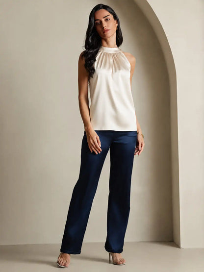 19Momme Silk Sleeveless Halter Neck Women's Top