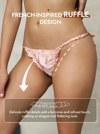100% Mulberry Silk Ruffle Trim String Panty