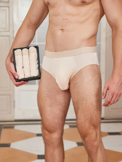 3Pcs Men Briefs Breathable 100% Mulberry Silk Underwear