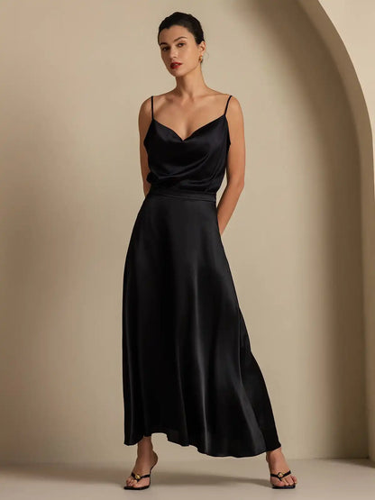 19Momme Silk A Line Maxi Skirt with Lining