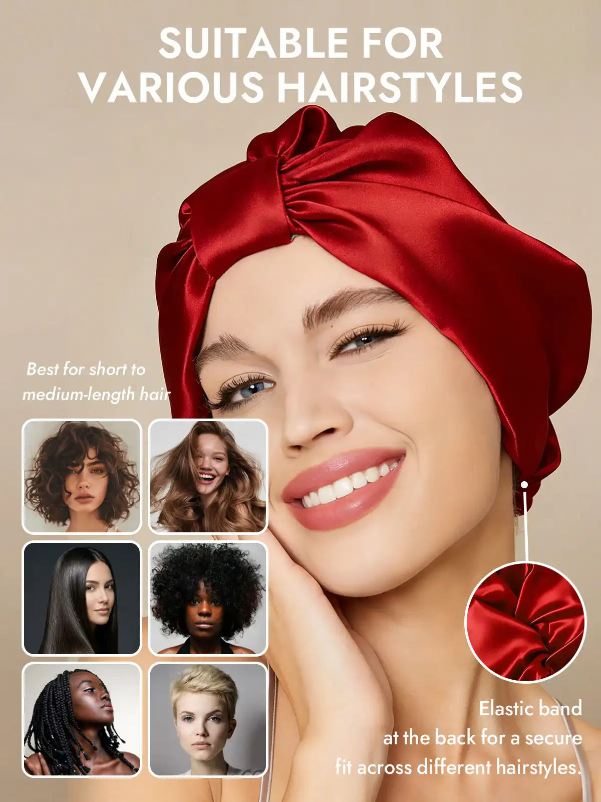100% Mulberry Silk Night Turban Bonnet