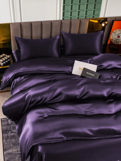 22Momme 4Pcs Silk Set Duvet Cover+Flat Sheet+2x Pillowcases
