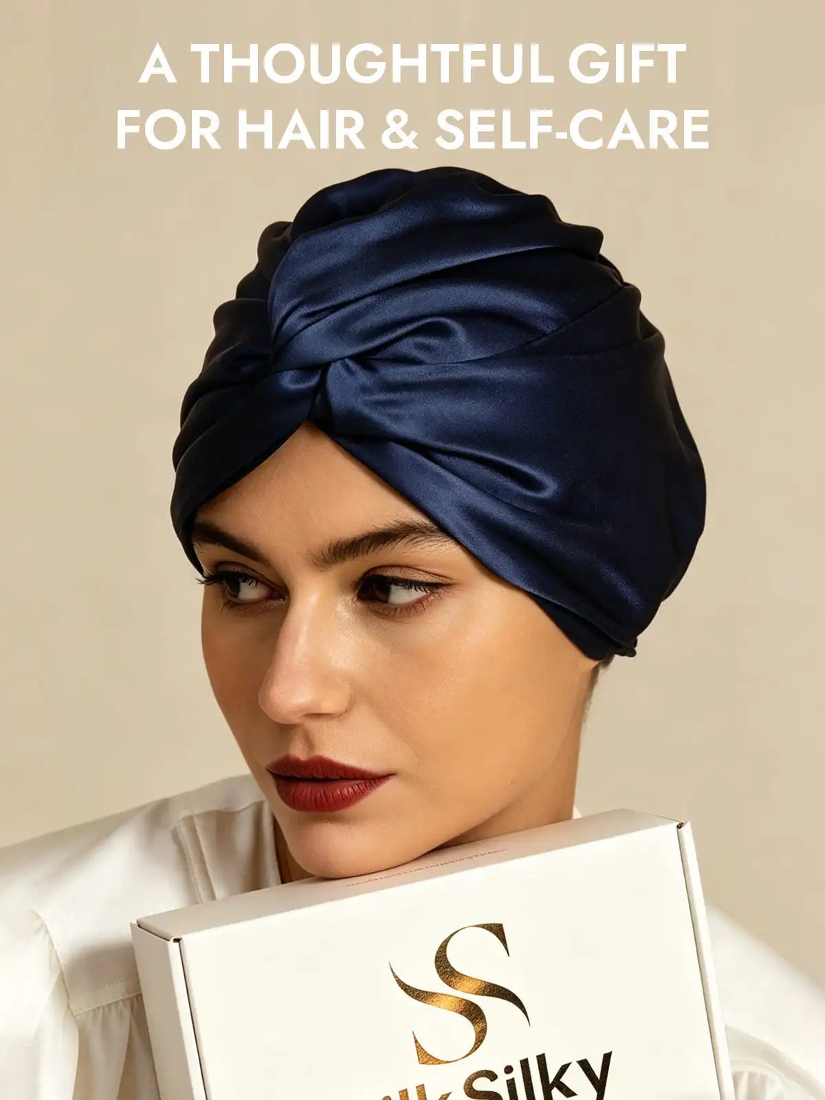 22Momme 100% Mulberry Silk Knot-Front Hair Bonnet with Adjustable Button Design