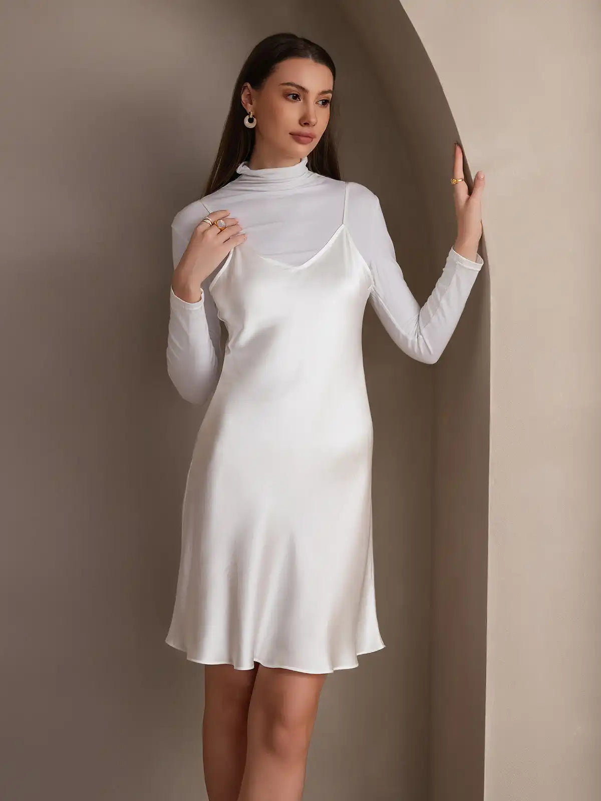100% Mulberry Silk Spaghetti Strap Short Dress