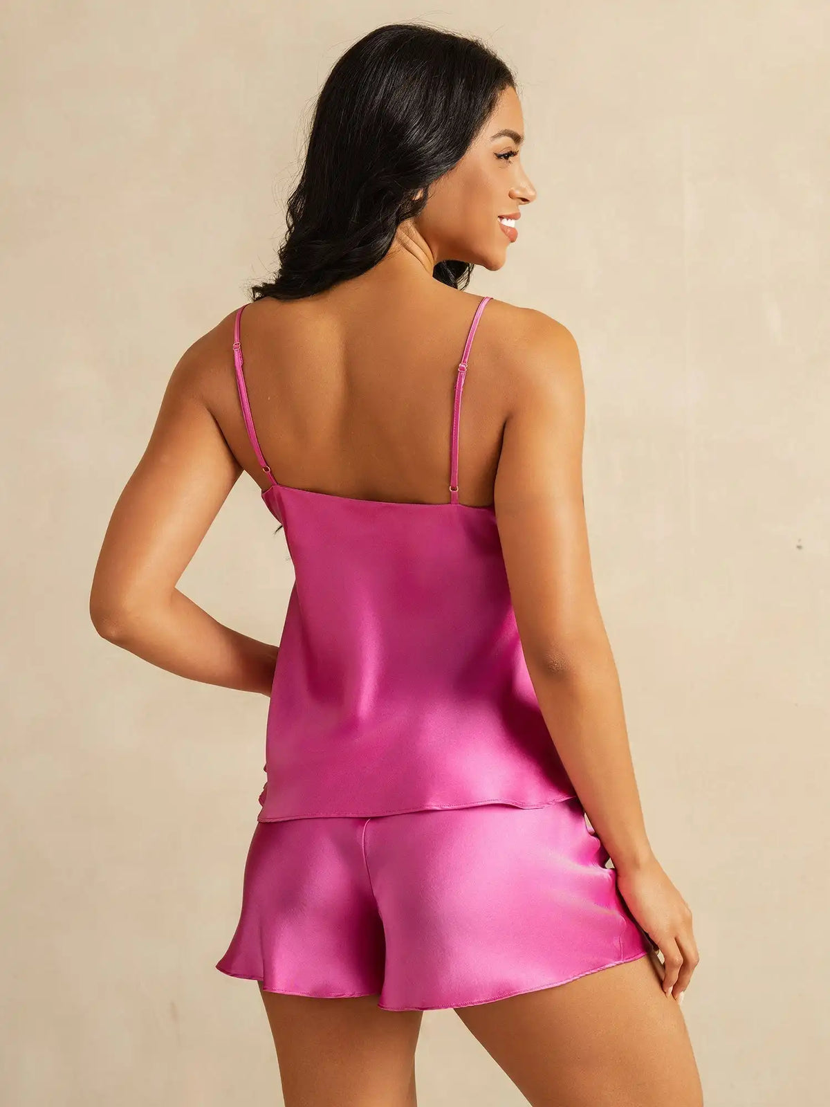 100% Mulberry Silk V Neck Camisole Set 2Pcs