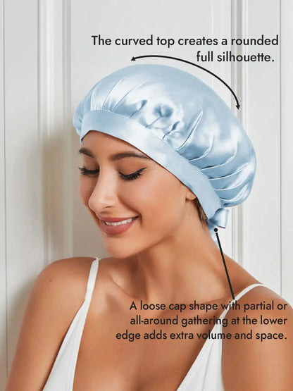 100% Mulberry Silk Sleep Bonnet with Ribbons