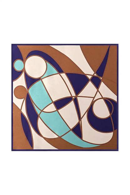 100% Mulberry Silk Geometric Pattern Square Scarf - Size 53x53cm