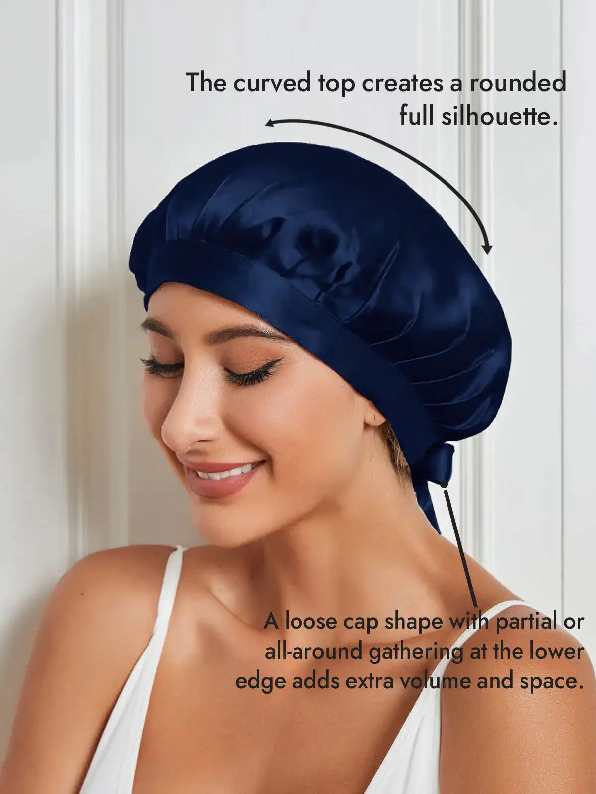 100% Mulberry Silk Sleep Bonnet with Ribbons