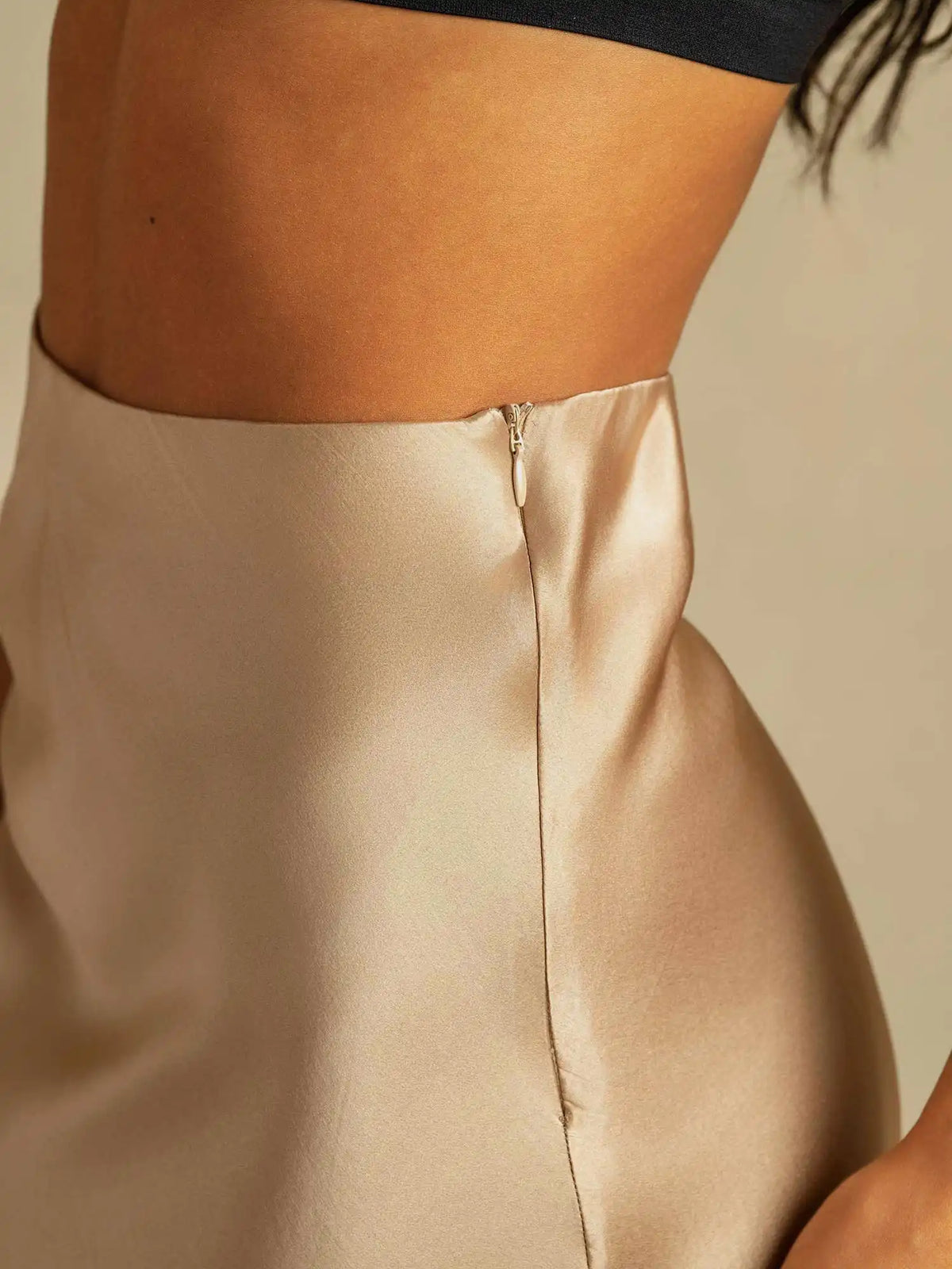 100% Mulberry Silk Stretch Long Straight Skirt
