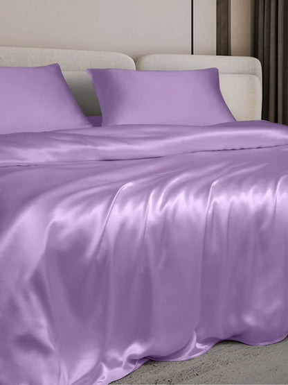 19Momme 4Pcs Silk Set Duvet Cover+Fitted Sheet+2x Pillowcases