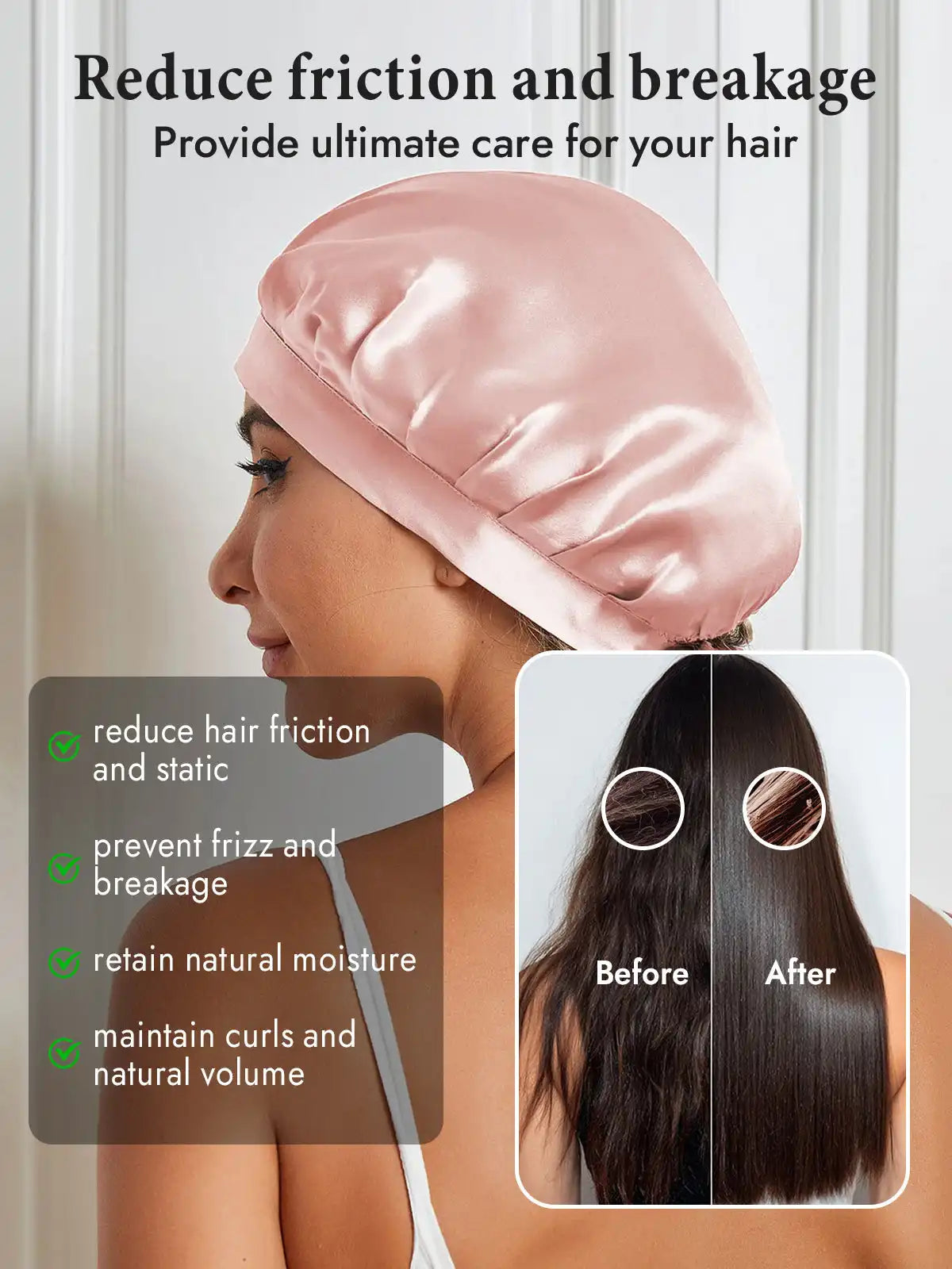 100% Mulberry Silk Sleep Bonnet with Ribbons