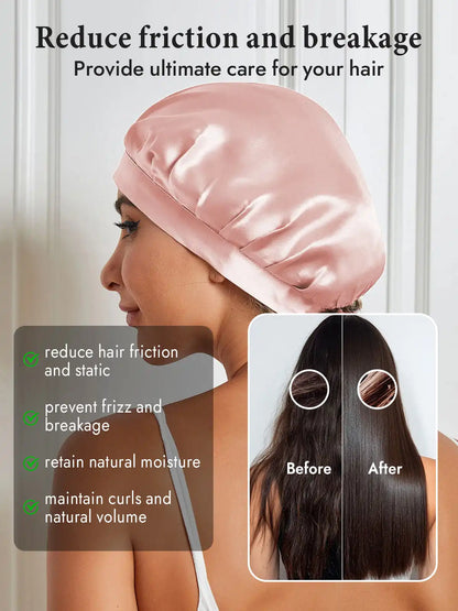 100% Mulberry Silk Sleep Bonnet with Ribbons