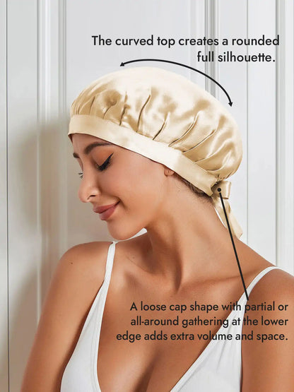 100% Mulberry Silk Sleep Bonnet with Ribbons