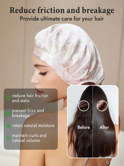 100% Mulberry Silk Sleep Bonnet with Ribbons