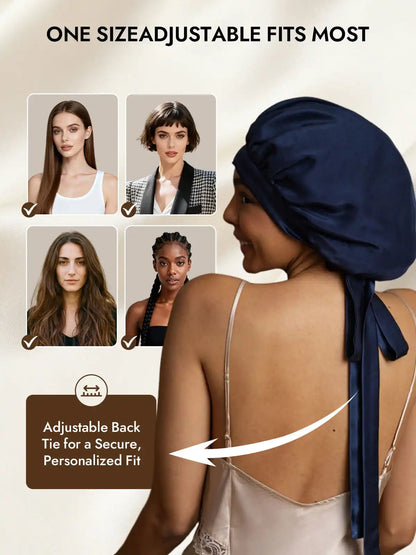 100% Mulberry Silk Elegant Bonnet with Long Ribbons